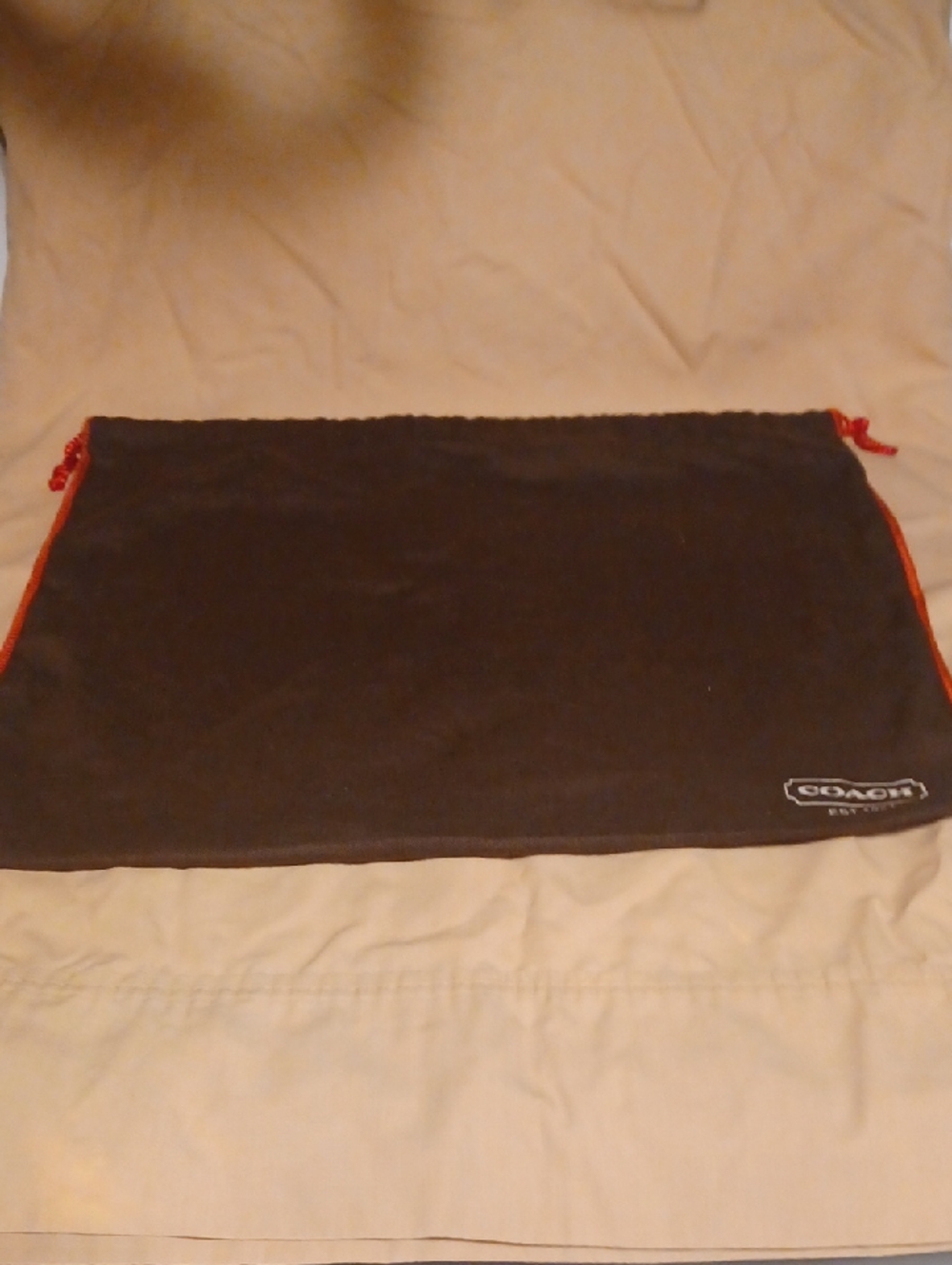 Coach Black Dust Bag with Red Drawstring Accents